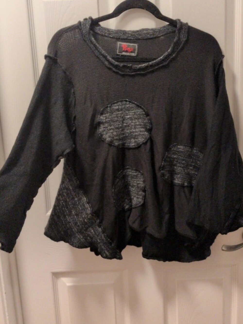 Black Patchwork Wool Sweater